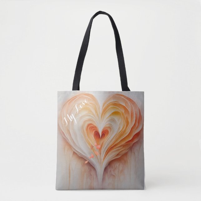 Personalised Watercolor Heart Gift for her Tote Bag (Front)