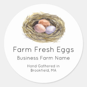 Personalised Watercolor Hen Eggs Nest Carton Label