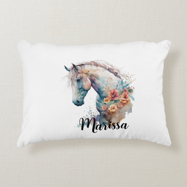 Personalised watercolor horse pillow (Front)