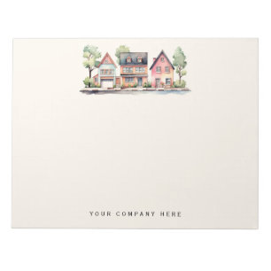 Personalised Watercolor Houses Real Estate Notepad