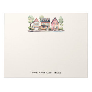 Personalised Watercolor Houses Real Estate Notepad