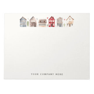 Personalised Watercolor Houses Realty Notepad