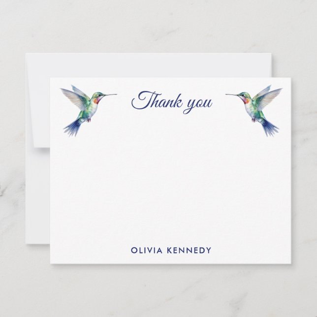 Personalised Watercolor Hummingbird Thank You   Card (Front)