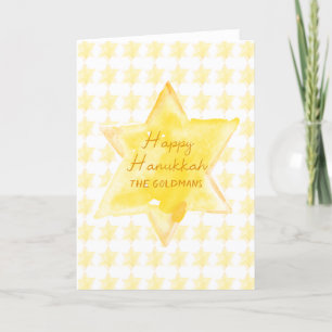 Personalised Watercolor Jewish Star Hanukkah Holiday Card