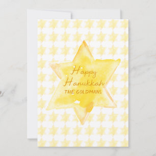 Personalised Watercolor Jewish Star Hanukkah Holiday Card