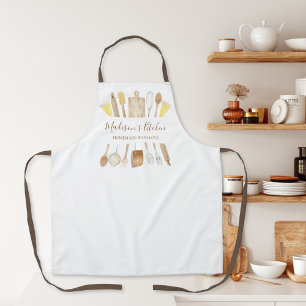 Personalised Watercolor Kitchen Cooking Utensils Apron