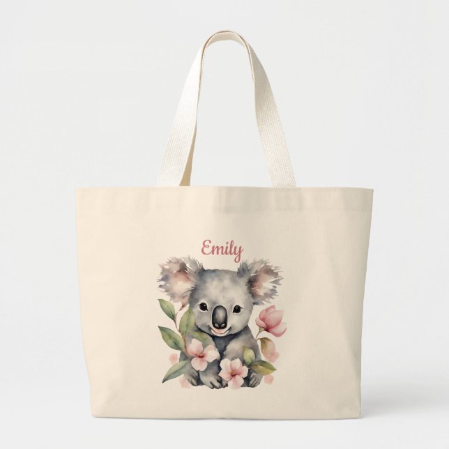 Personalised Watercolor Koala Bear Tote Bag (Front)