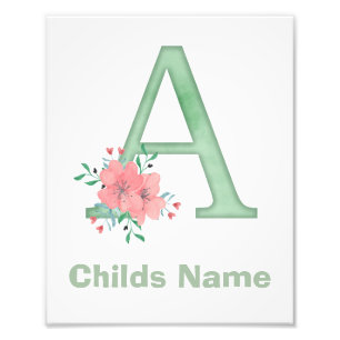 Personalised Watercolor Letter A Photo Print