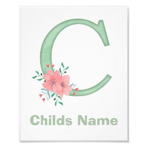 Personalised Watercolor Letter C Photo Print