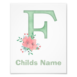 Personalised Watercolor Letter F Photo Print