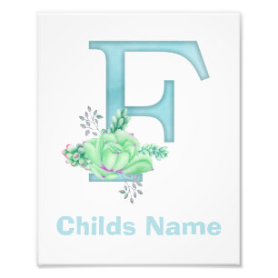 Personalised Watercolor Letter F Photo Print