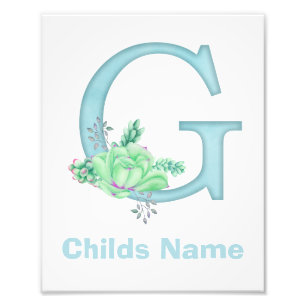 Personalised Watercolor Letter G Photo Print