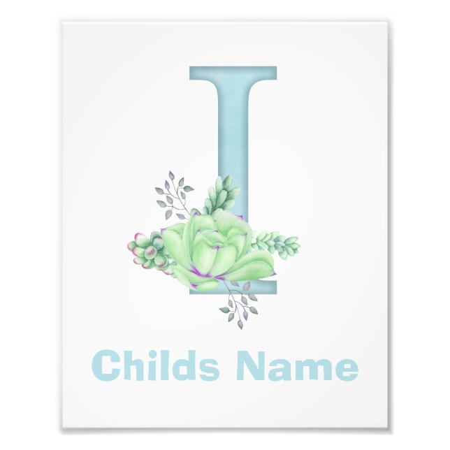 Personalised Watercolor Letter I Photo Print (Front)