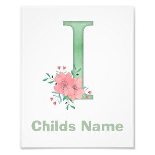 Personalised Watercolor Letter I Photo Print