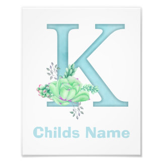 Personalised Watercolor Letter K Photo Print