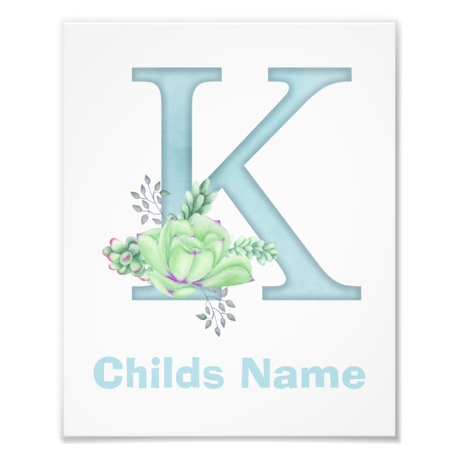 Personalised Watercolor Letter K Photo Print (Front)