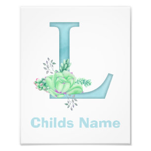 Personalised Watercolor Letter L Photo Print