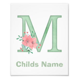 Personalised Watercolor Letter M Photo Print