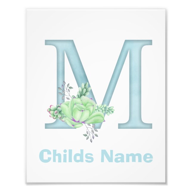 Personalised Watercolor Letter M Photo Print (Front)