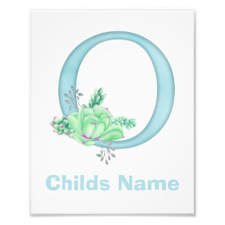 Personalised Watercolor Letter O Photo Print