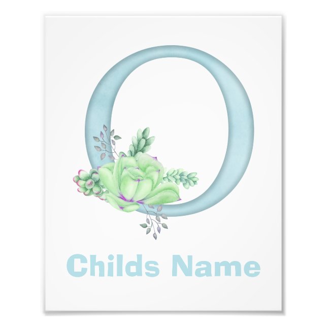 Personalised Watercolor Letter O Photo Print (Front)