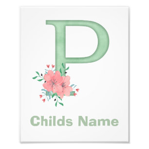 Personalised Watercolor Letter P Photo Print