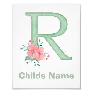 Personalised Watercolor Letter R Photo Print