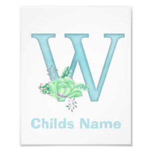 Personalised Watercolor Letter W Photo Print