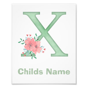 Personalised Watercolor Letter X Photo Print