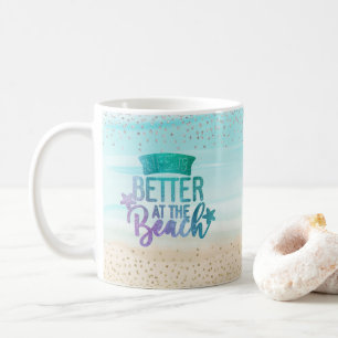 Personalised Watercolor Life Is Better Beach Coffee Mug