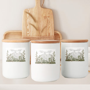 Personalised Watercolor Mountain and Forest Food Label