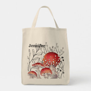 Personalised Watercolor Mushroom Tote Bag