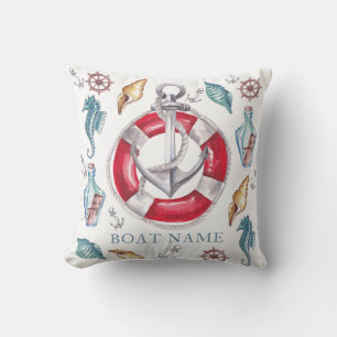 Personalised Watercolor Nautical elements Cushion