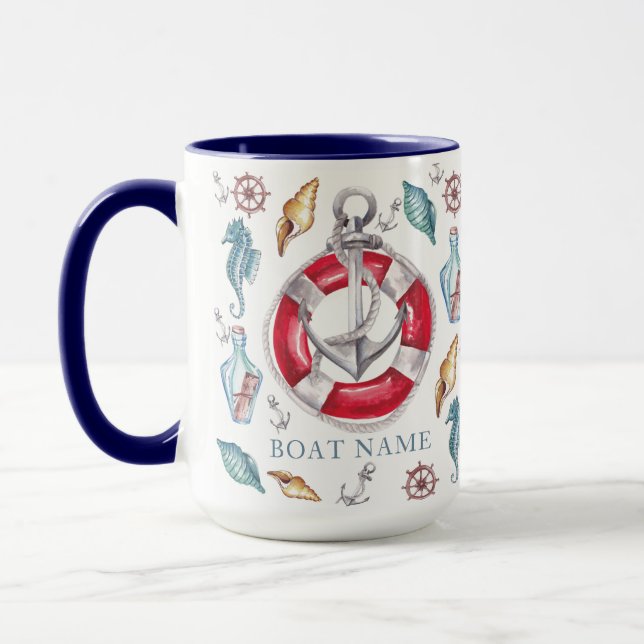 Personalised Watercolor Nautical Mug (Left)