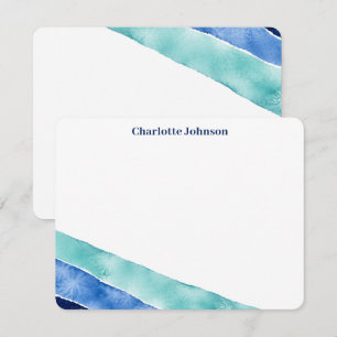 Personalised Watercolor Ocean Flat Card
