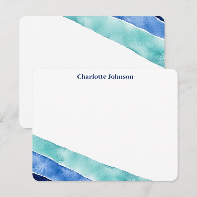 Personalised Watercolor Ocean Flat Card (Front/Back)