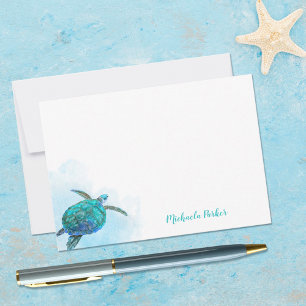 Personalised Watercolor Ocean Sea Turtle  Card
