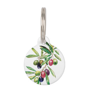Personalised Watercolor Olive Branch Pet Tag