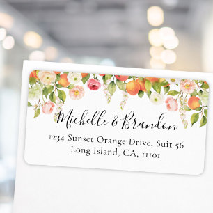 Personalised Watercolor Orange Return Address Label