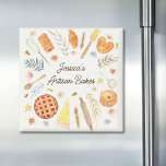 Personalised Watercolor Pastry Baking Bakery Magnet<br><div class="desc">Introducing our Personalised Watercolor Pastry Baking Bakery magnet. Featuring an elegant watercolor illustration pastries and baking utensils. Customise it with your name for the unique touch. Suitable for bakers and pastry chefs.</div>