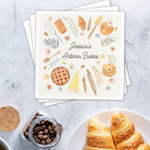Personalised Watercolor Pastry Baking Bakery Napkin