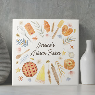 Personalised Watercolor Pastry Baking Bakery Tile