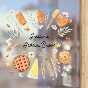 Personalised Watercolor Pastry Baking Bakery Window Cling