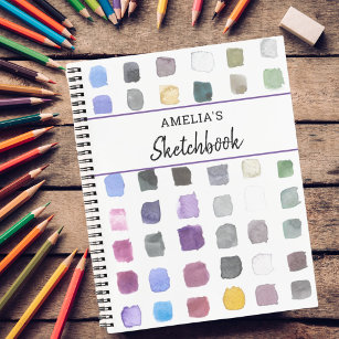 Personalised Watercolor Pattern Sketchbook  Notebook