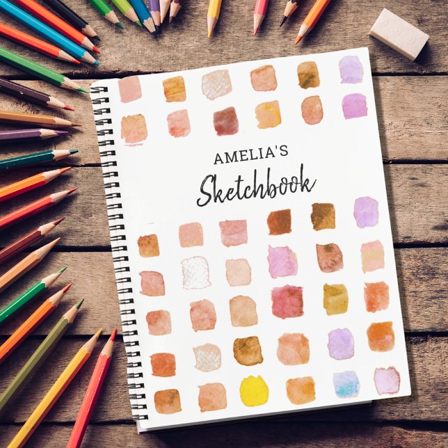 Personalised Watercolor Pattern Sketchbook  Notebook (Creator Uploaded)