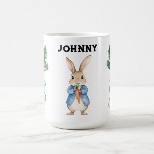 Personalised Watercolor Peter Rabbit Kids Name  Coffee Mug