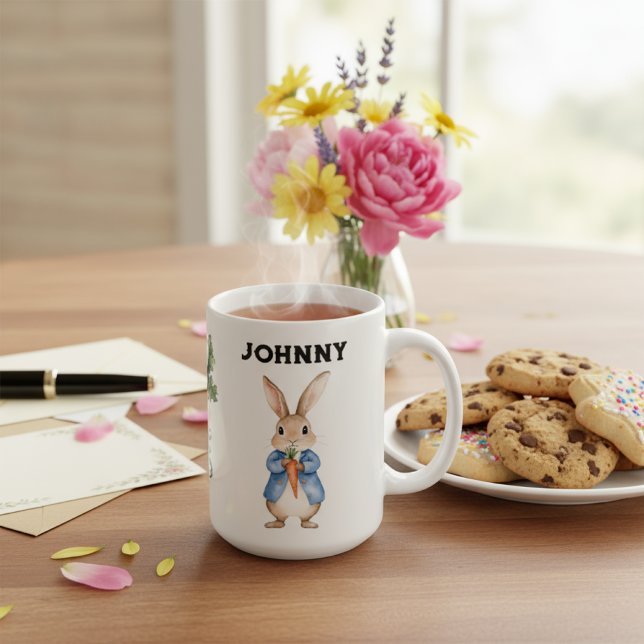 Personalised Watercolor Peter Rabbit Kids Name  Coffee Mug (Creator Uploaded)
