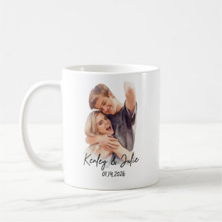 Personalised Watercolor Photo Pottery Mug, Custom Coffee Mug