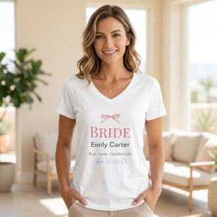 Personalised Watercolor Pink Bow T-Shirt – Custom