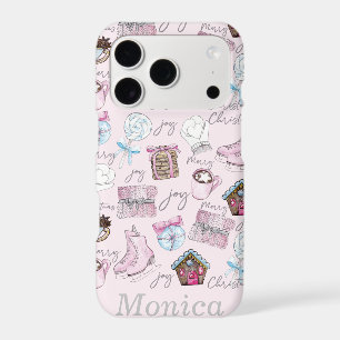 Personalised Watercolor Pink Christmas elements